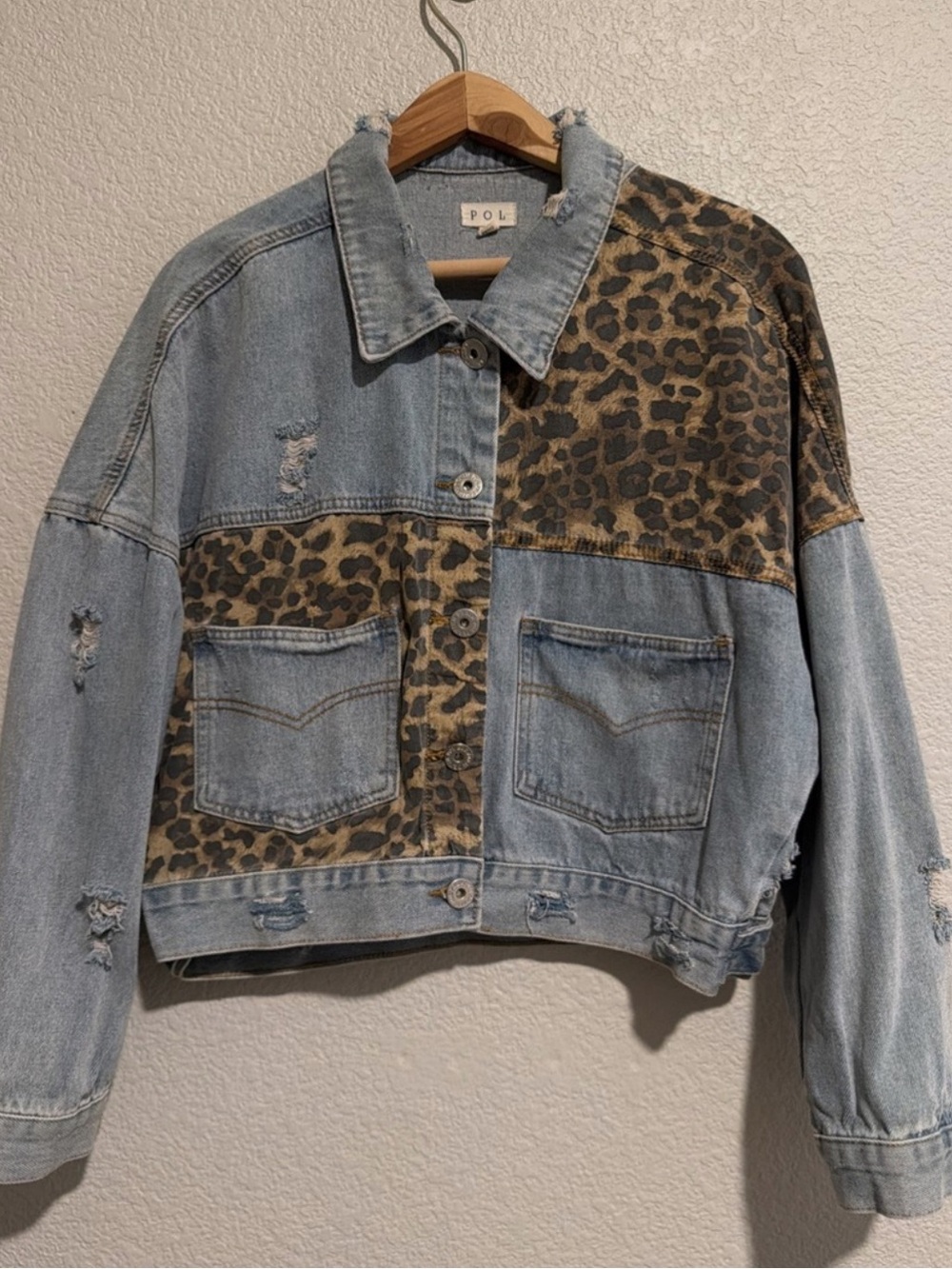 POL Leopard denim patchwork jacket - Picture 5 of 7